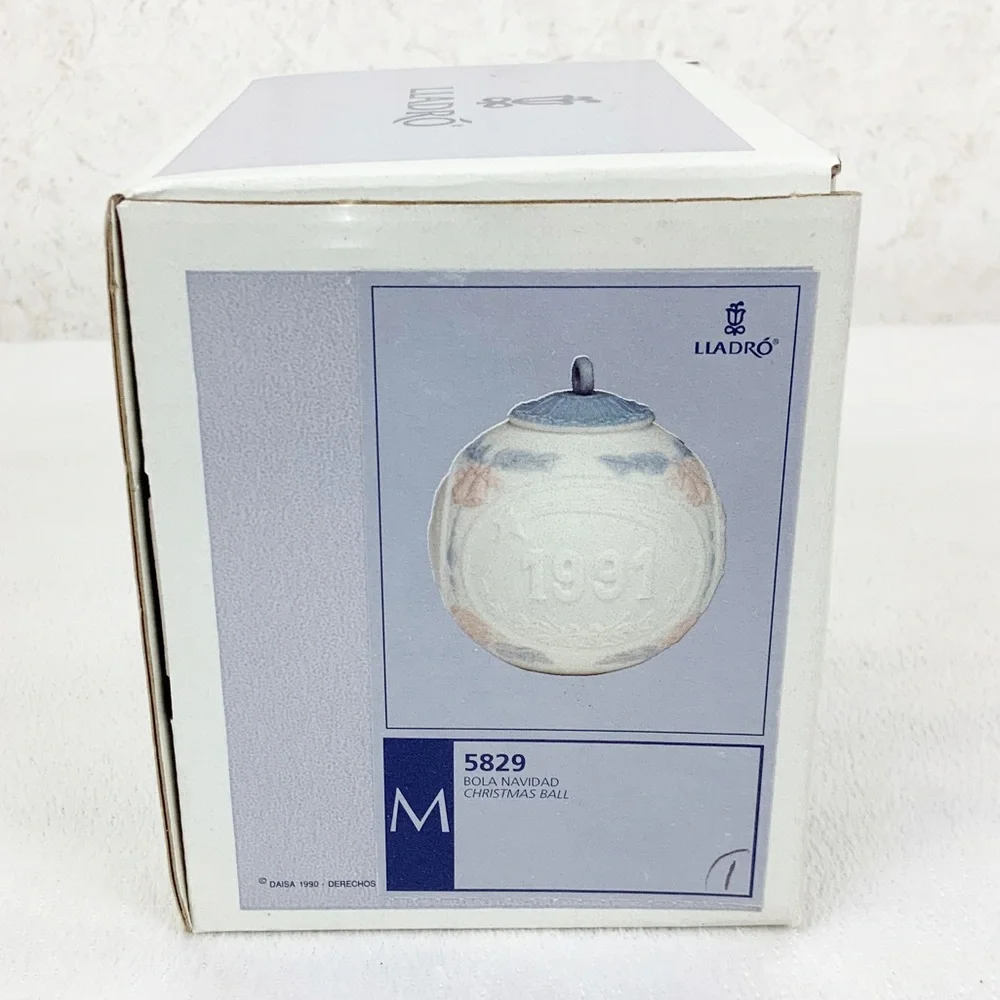 Vintage Lladro 1991 Porcelain Christmas Ball Ornament Handmade Spain New In Box